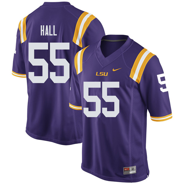 Men #55 Kody Hall LSU Tigers College Football Jerseys Sale-Purple